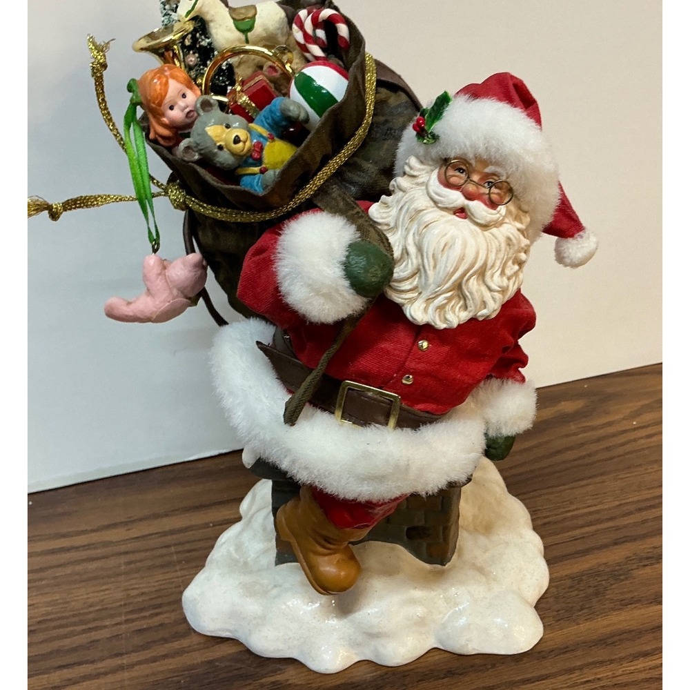 Kurt S Adler Vintage Santa Chimney Fabric Mache Figurine 10 Inch Christmas Decor